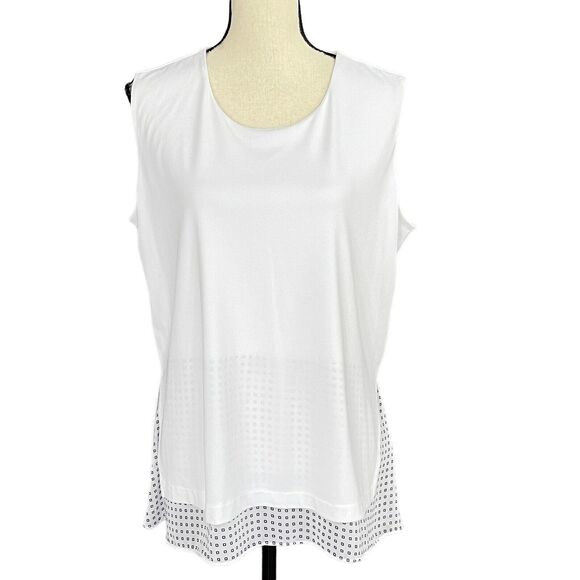 Alfani 0X-Large Top Sleeveless Scoop Neck Lined Overlay Stretch Side Slits White - Picture 1 of 9